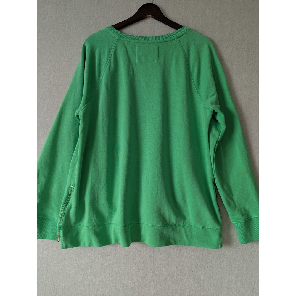 Lilly Pulitzer Luxletic Sweatshirt Womens Large Green Side Zip Pockets Raglan - Picture 5 of 8